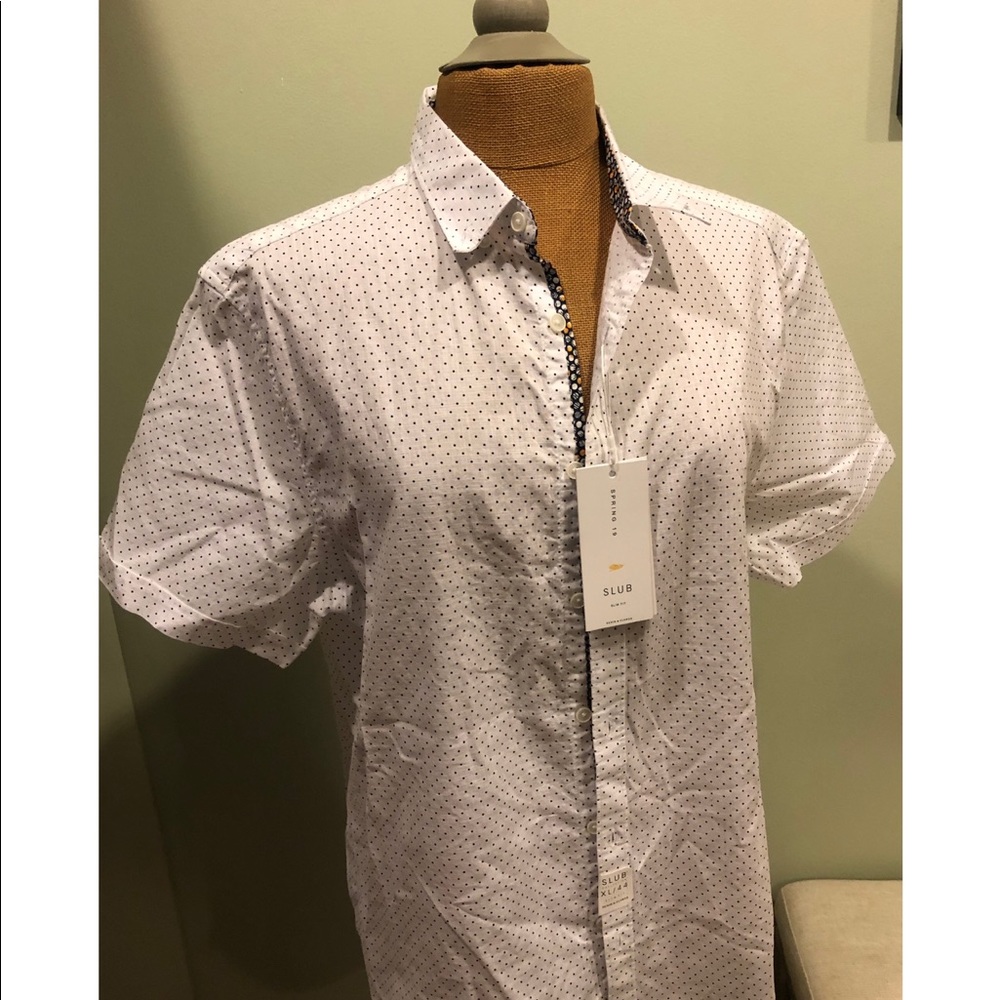 Pok-a-dot short sleeve button down